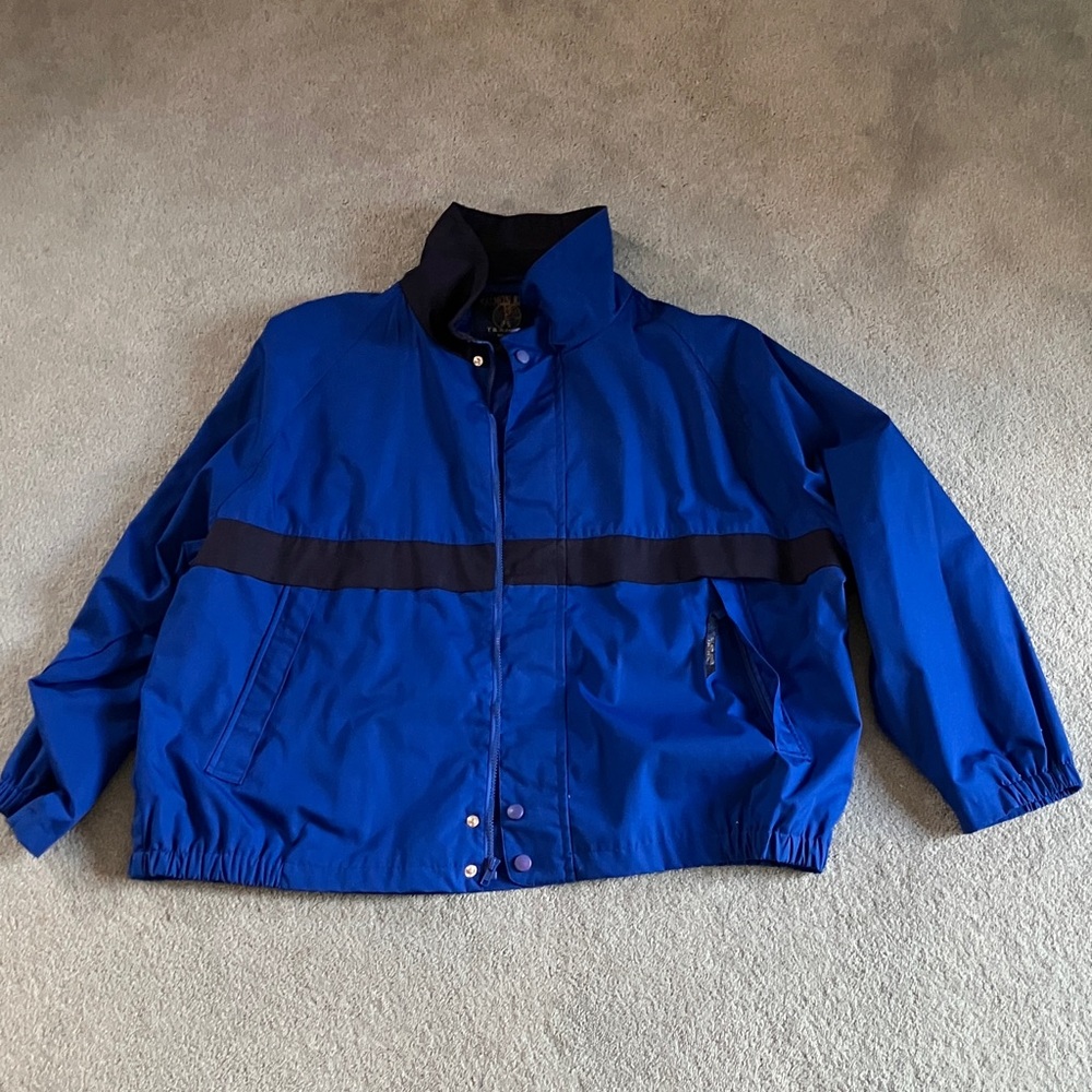 Vibrant Blue Bomber Jacket with Black Trim